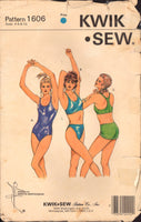 Kwik Sew 1606 One or Two Piece Swimsuit with Racing Back and Scoop Neckline, Uncut, Factory Folded Sewing Pattern Multi Size 4-10