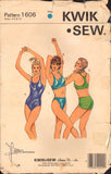 Kwik Sew 1606 One or Two Piece Swimsuit with Racing Back and Scoop Neckline, Uncut, Factory Folded Sewing Pattern Multi Size 4-10