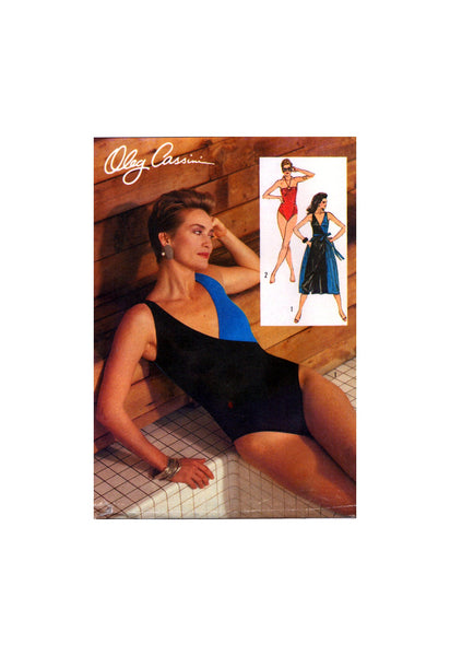 Simplicity 6884 Oleg Cassini Swimsuit and Wrap Skirt, Uncut, Factory Folded Sewing Pattern Multi Size 4-10