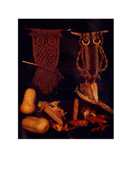 Vintage 70s Macrame "Knotty Owls" Hangers Pattern Instant Download PDF 3 + 2 pages