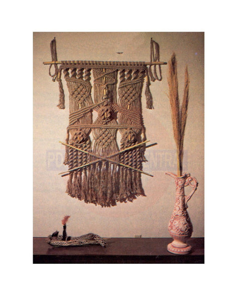 Vintage 70s "African Drums" Macrame Wall Hanging Pattern Instant Download PDF 3 + 9 pages