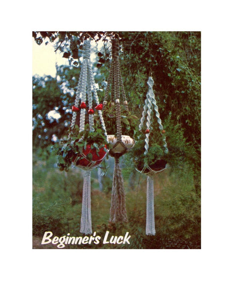 Vintage 70s "Beginner's Luck" Macrame Plant Hanger Pattern Instant Download PDF 1.5 + 3 pages