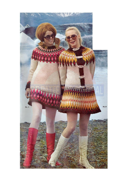 Two vintage 1960s Patterns For Knitted Icelandic Sweaters and Skirts "Skeidararsandur" Bust Size 31.5"-40" Instant Download PDF 4.5 pages