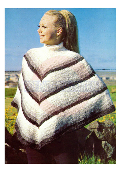 Vintage 1960s Pattern For Knitted Icelandic Poncho "Namaskara" Instant Download PDF 2 pages