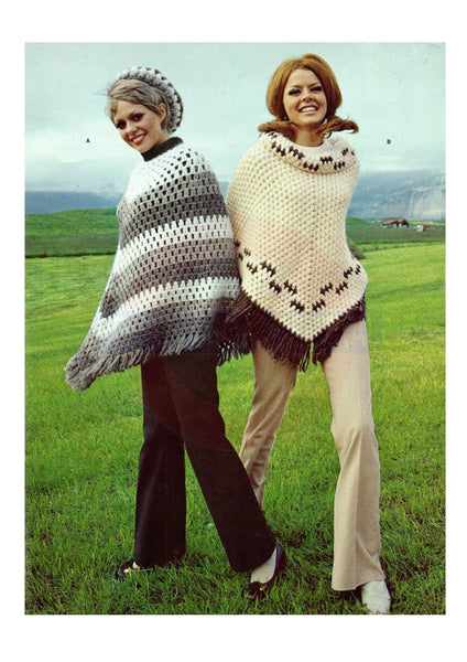 Vintage 1960s Patterns For Crocheted Icelandic Poncho "Kverkfjoll" Instant Download PDF 2.5 pages