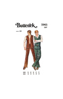 70s Men's Fitted V-Neck Vest, Belt and Straight Leg Pants Chest 40" Waist 34", Butterick 5965 Sewing Pattern Reproduction
