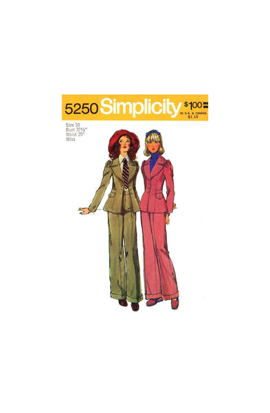 70s "Annie Hall" Style Jacket and Pants, Bust 32.5" (83 cm) Waist 25" (64 cm), Simplicity 5250, Sewing Pattern Reproduction