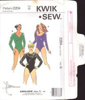 Kwik Sew 2204 Women's Long Sleeve Bodysuits with Neckline Variations, Uncut, Factory Folded Sewing Pattern Multi Size XS-L (31.5-41.5)