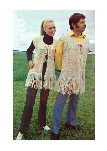 Vintage 1960s Patterns For Knitted And Crocheted Icelandic Long Vests "Oraefjokull" Instant Download PDF 3.5 pages