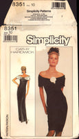 Simplicity 8351 Cathy Hardwick Lined, Shaped, Off the Shoulder Evening Dress in Two Lengths, Uncut, Factory Folded Sewing Pattern Size 10
