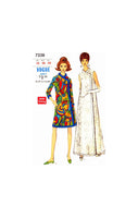 60s Mod A-line Coat Dress in Two Lengths with or without Sleeves, Bust 38" (97 cm), Vogue 7238, Sewing Pattern Reproduction