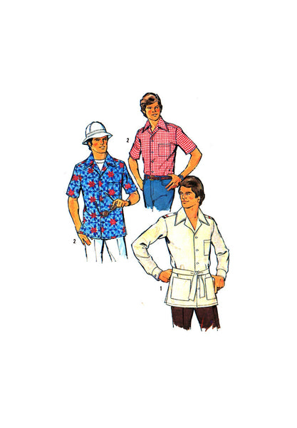 Simplicity 7362 Teen Boys' Topstitched Shirts with Short or Long Sleeves, Uncut, Factory Folded Sewing Pattern Size 14-16