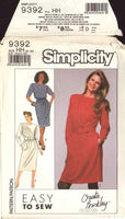 Simplicity 9392 Christie Brinkley Short or Long Sleeve Front Draped Dress in Two Lengths, U/C, Factory Folded Sewing Pattern Multi Size 6-12