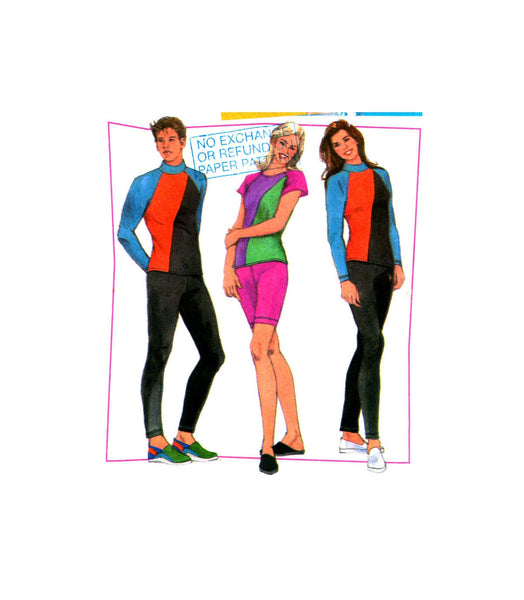 Simplicity 5615 Unisex Activewear: Leggings, Shorts and Long or Short Sleeve Top, Uncut, Factory Folded Sewing Pattern Size 30.5-38