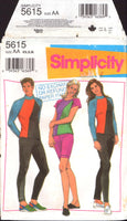 Simplicity 5615 Unisex Activewear: Leggings, Shorts and Long or Short Sleeve Top, Uncut, Factory Folded Sewing Pattern Size 30.5-38