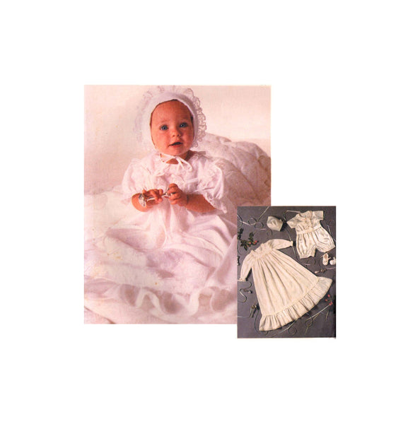 McCall's 2892 Infants' Christening, Baptism Gown. Slip, Romper, Bonnet and Booties, Uncut, Factory Folded Sewing Pattern Size NB-M