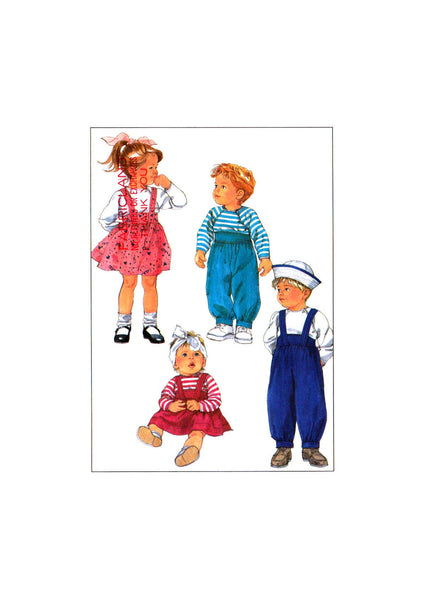 Simplicity 8826 Toddlers' Jumper, Overalls or Pants and Knit Top, Uncut, Factory Folded Sewing Pattern Size 3 child