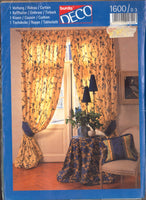 Burda 1600 Curtains, Tiebacks, Cushion and Tablecloth, Uncut, Factory Folded, Sewing Pattern