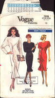 Vogue 7039 Close Fitting Dolman Sleeve Dress with Mock Front Tuck, Uncut, Factory Folded Sewing Pattern Size 12