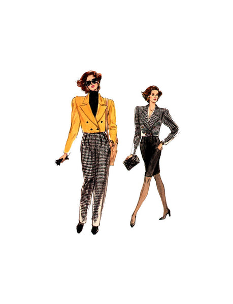 Vogue 7317 Double Breasted Jacket and Tapered Pants or Skirt, Uncut, Factory Folded Sewing Pattern Size 12-16