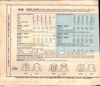 McCall's 8175 Sewing Pattern Jacket Size 14 Uncut Factory Folded