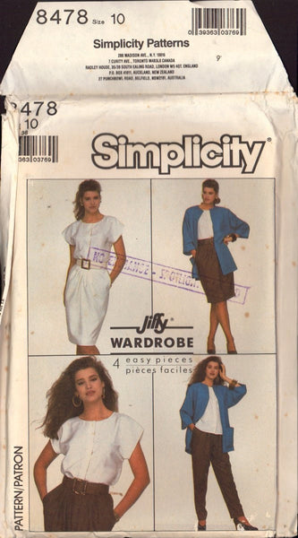 Simplicity 8478 Sewing Pattern Jacket Top Skirt Pants Size 10 or 14 Uncut Factory Folded