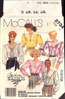 McCall's 2734 Front Buttoned Blouse with Collar Variations, Uncut, Factory Folded Sewing Pattern Size 10