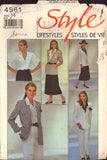 Style 4961 Sewing Pattern Jacket Shirt Skirt Trousers Size 14 (42) Uncut Factory Folded