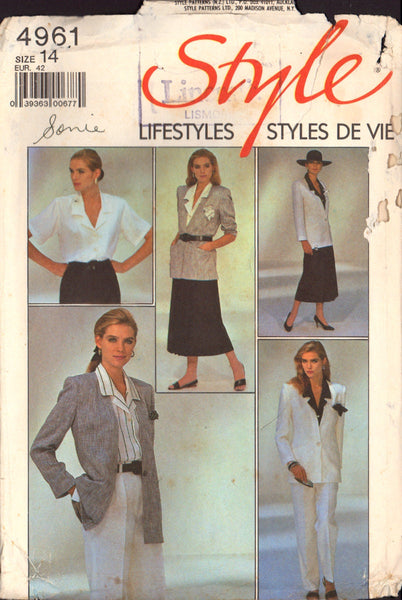 Style 4961 Sewing Pattern Jacket Shirt Skirt Trousers Size 14 (42) Uncut Factory Folded