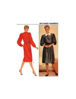 Butterick 4848 Richard Warren Double-Breasted Buttoned Dress with Long or 3/4 Sleeves, Uncut, Factory Folded Sewing Pattern Size 10