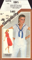 Simplicity 5482 Dress or Top with Sailor Collar, Uncut, Factory Folded Sewing Pattern Size 10