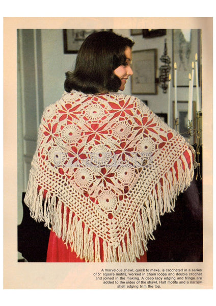 Vintage 70s Motif Shawl Pattern Instant Download PDF 2 pages