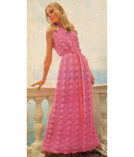 60s Dress, Knitting/Crochet Pattern Bust Size 34-36, Instant Download PDF, 3 pages