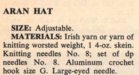 Vintage 70s Aran Hat and Roll Cap Patterns Instant Download PDF 2 pages