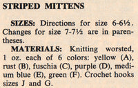 Vintage 70s Rainbow Hat And Mittens Patterns Instant Download PDF 2 pages