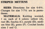 Vintage 70s Rainbow Hat And Mittens Patterns Instant Download PDF 2 pages