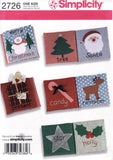 Simplicity 2726 Christmas 20.5 cm Square Soft Book with Traditional Xmas Motifs, Uncut, Factory Folded Sewing Pattern