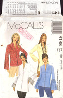 McCall's 4148 Tops and Tunics with Bell Sleeves, Uncut, Factory Folded Sewing Pattern Size 8-14