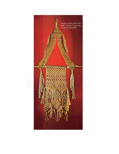 Vintage 70s Macrame "Autumn Leaves" Wall Hanging Pattern Instant Download PDF 2 + 3 pages