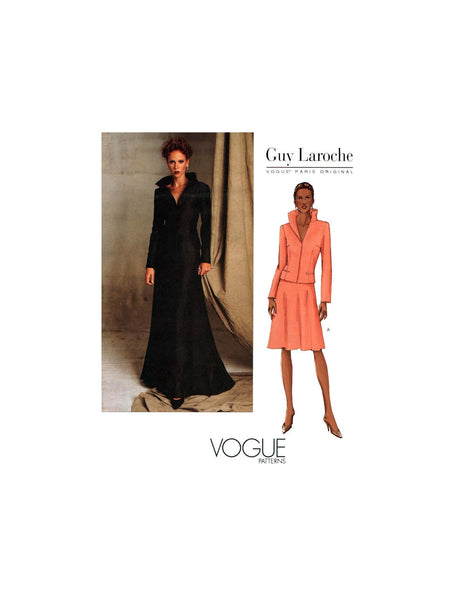 Vogue Paris Original 2607 by Guy Laroche: Jacket and Skirt in Two Lengths, Uncut, Factory Folded Sewing Pattern Size 6-10