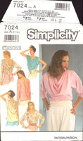 Simplicity 7024 Top with Front or Back Drape and Sleeve Variations, Uncut, Factory Folded Sewing Pattern Multi Plus Size 6-24