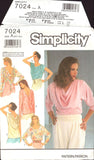 Simplicity 7024 Top with Front or Back Drape and Sleeve Variations, Uncut, Factory Folded Sewing Pattern Multi Plus Size 6-24