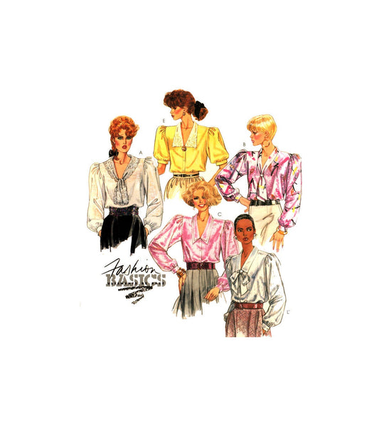 McCall's 2734 Front Buttoned Blouse with Collar Variations, Uncut, Factory Folded Sewing Pattern Size 10