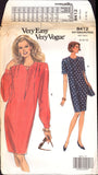 Vogue 8412 Loose Fitting, Straight Dress with Concealed Front Neck Slit, Uncut, Factory Folded Sewing Pattern Size 8-12