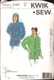 Kwik Sew 2197 Raglan Sleeve Cardigans With Optional Hood, Uncut, Factory Folded, Sewing Pattern Multi Size XS-XL