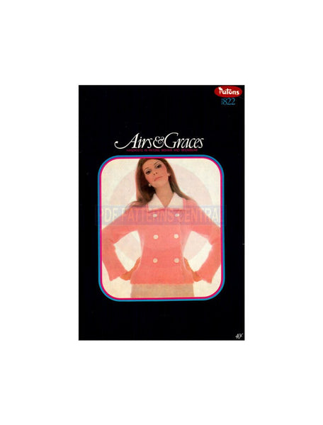 Patons 822 - Airs & Graces 70s Knitting Patterns for Jackets and Jumpers for Women Instant Download PDF 20 pages
