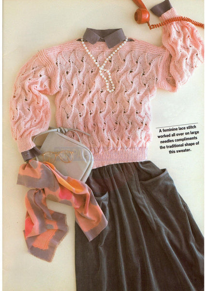 Vintage Late 70s Slash Neck Dropped Shoulder Sweater Pattern Instant Download PDF 2 pages