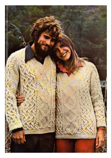 Vintage 70s Aran Sweater Pattern Instant Download PDF 3 pages plus 1 page with general info
