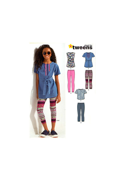 New Look 6505 Tweens' Tunics with Belt, Top and Pants, Uncut, Factory Folded Sewing Pattern Multi Size 8-16