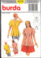 Burda 4319 Blouse with Peplum Style Back or Pleated Front, Uncut, Factory Folded Sewing Pattern Multi Size 8-18